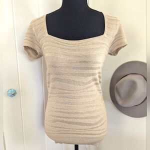 Cache Gold Top S NWT Y2K 90s Maximalist Boho Coquette Girl Glam Rebel Punk